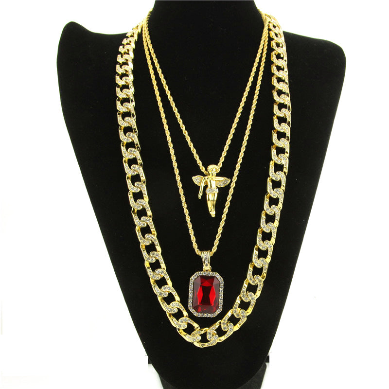 Hip Hop Artist Exaggerated Rapper Necklace Set