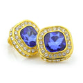 Cushioned Moss Green & Ice Blue CZ Stud Earrings