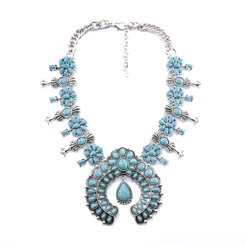 Retro Exaggerated Rhinestone Peacock Tail Necklace