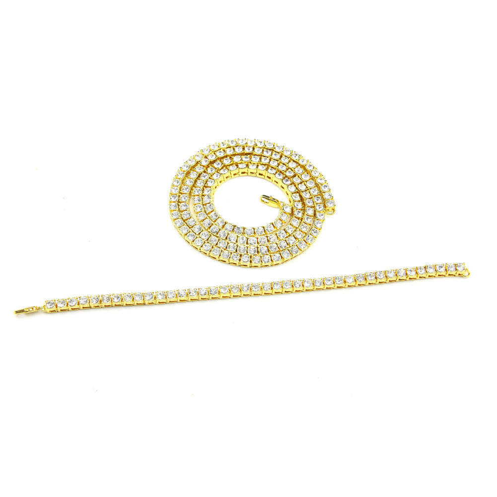 Single Row Boxed CZ Diamond Chain Necklace & Bracelet Set