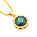 Cushioned Over-Sized Circular CZ Diamond Gem Necklace