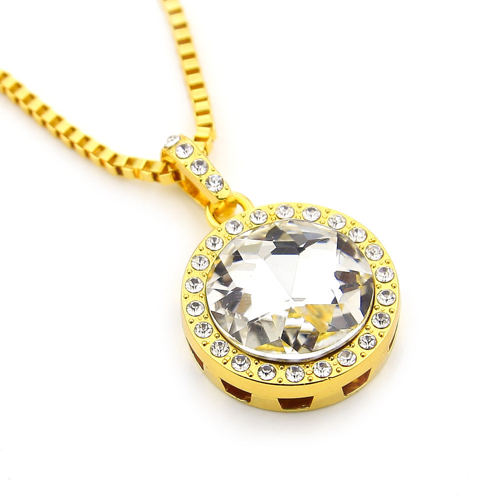 Cushioned Over-Sized Circular CZ Diamond Gem Necklace