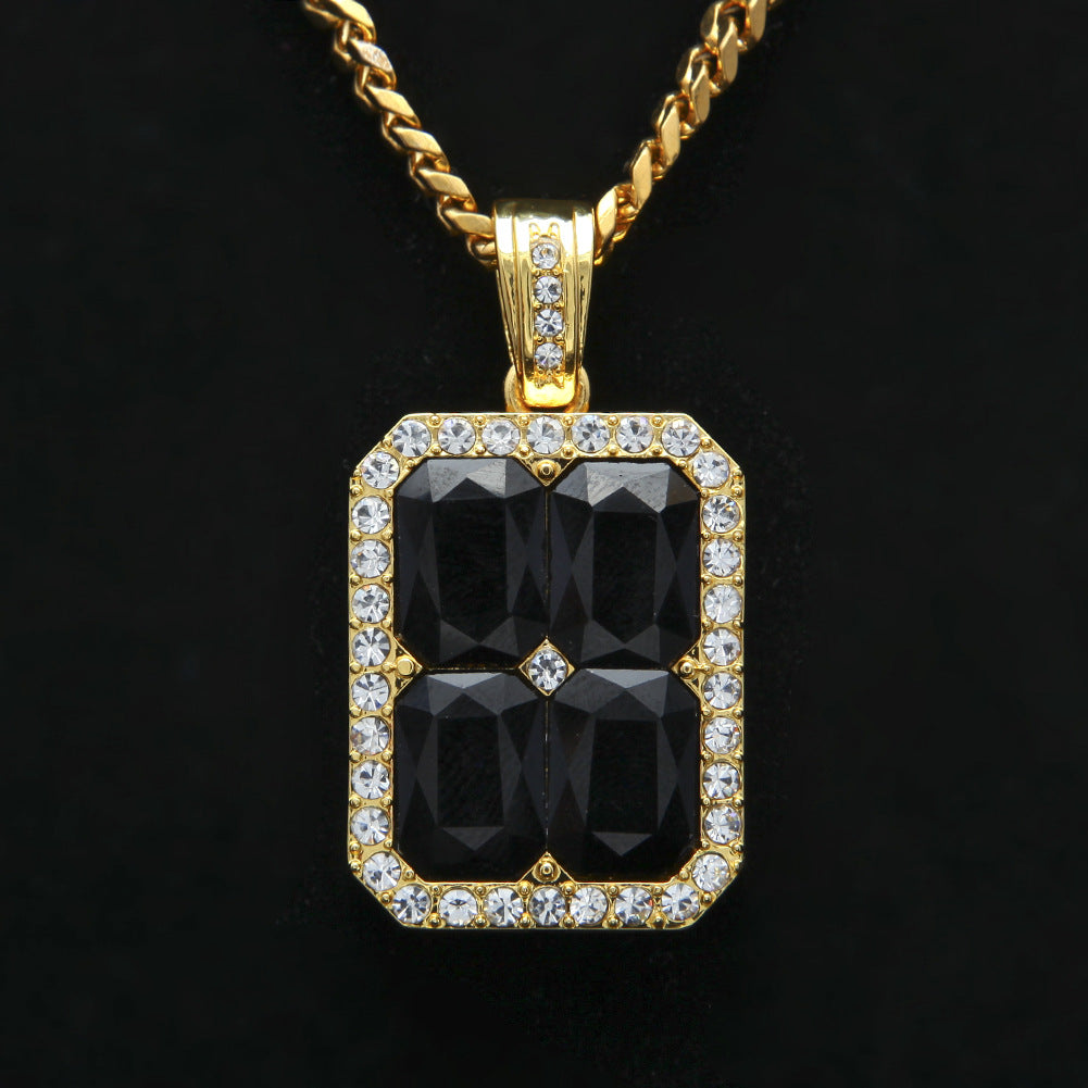 Quadruple CZ Diamond Cluster Pendant Hip Hop Necklace