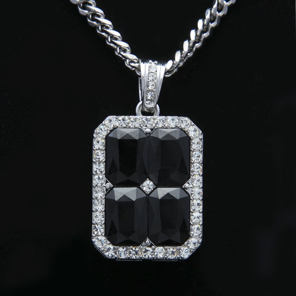 Quadruple CZ Diamond Cluster Pendant Hip Hop Necklace