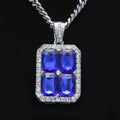 Quadruple CZ Diamond Cluster Pendant Hip Hop Necklace