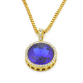 Cushioned Over-Sized Circular CZ Diamond Gem Necklace