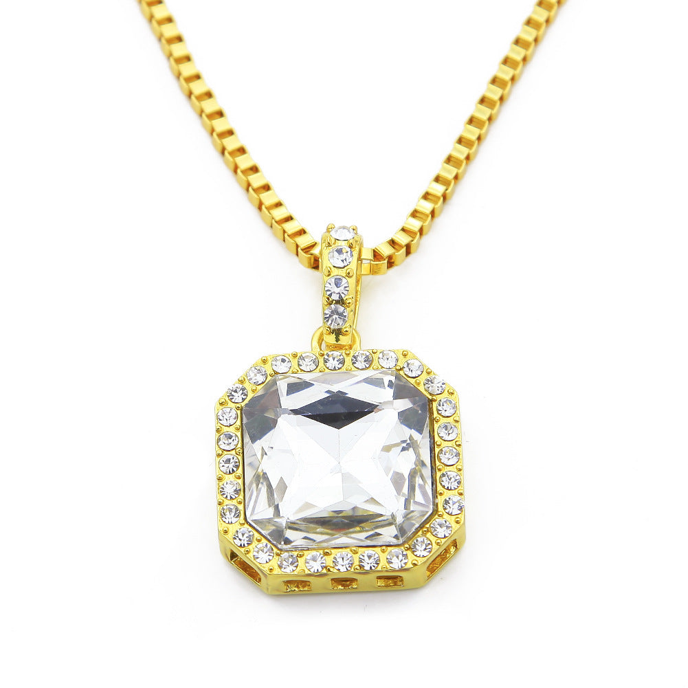 Over-Sized Rhinestone Pendant Rapper Necklace