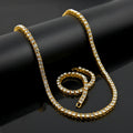 Single Row Boxed CZ Diamond Chain Necklace & Bracelet Set