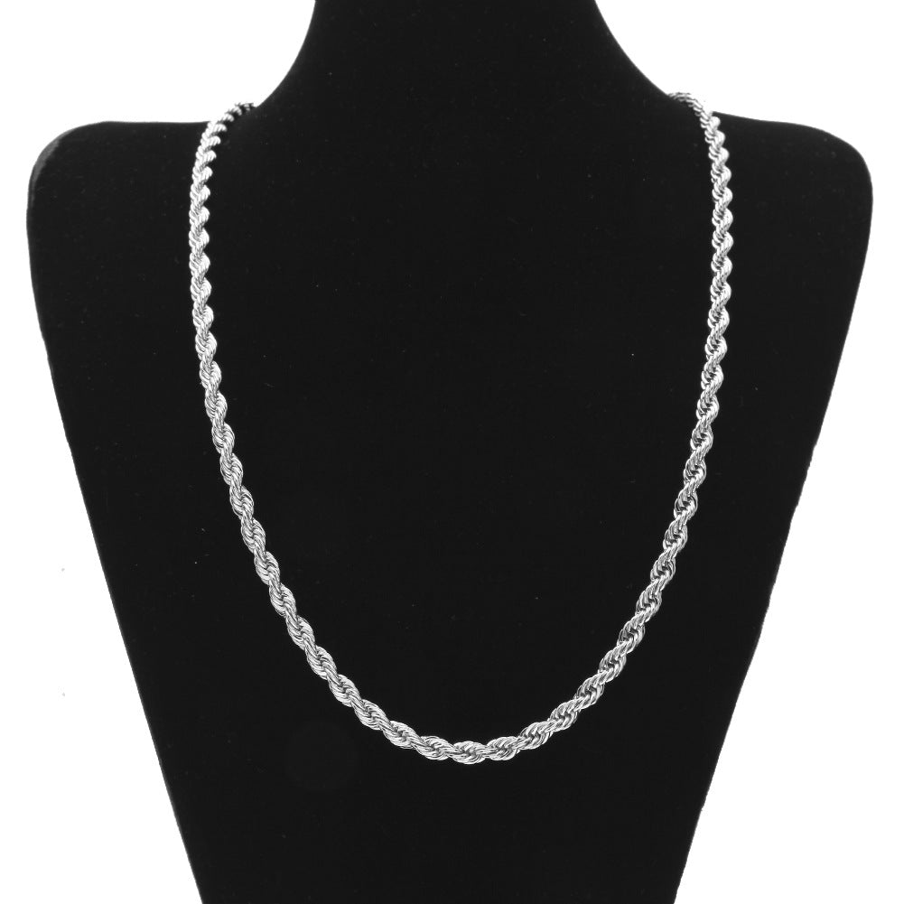 Cold Metal Twist Rope Chain Necklace