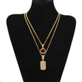 Brilliant Cut CZ Diamond & Military Tag Layered Double Necklace