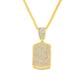 Brilliant Cut CZ Diamond & Military Tag Layered Double Necklace