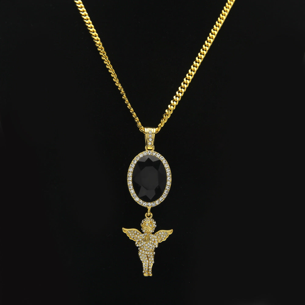 CZ Diamond Angel Exaggerated Chain Necklace