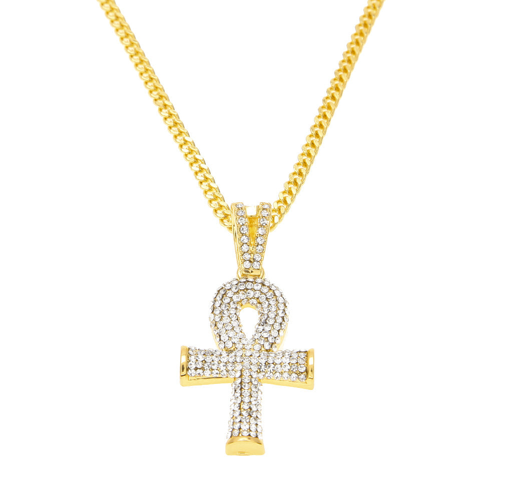 Paved Pavé Egyptian Ankh Necklace