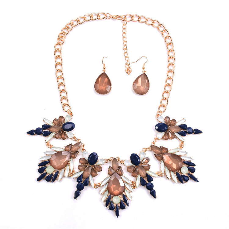 Crystal Feather Princess Necklace & Earrings Set