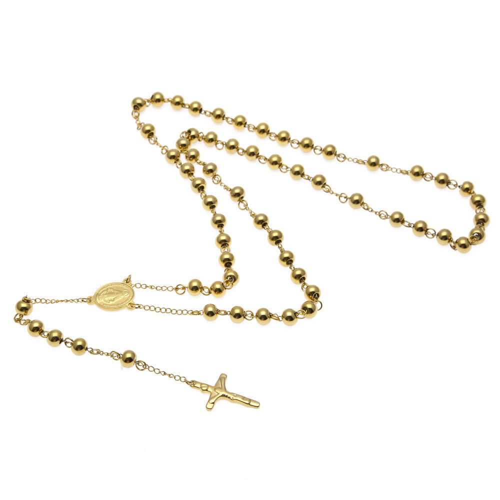 Beaded Rosary Necklace w/ Crucifix