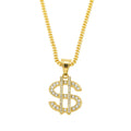 CZ Diamond Paved Dollar $ Sign Hip Hop Necklace