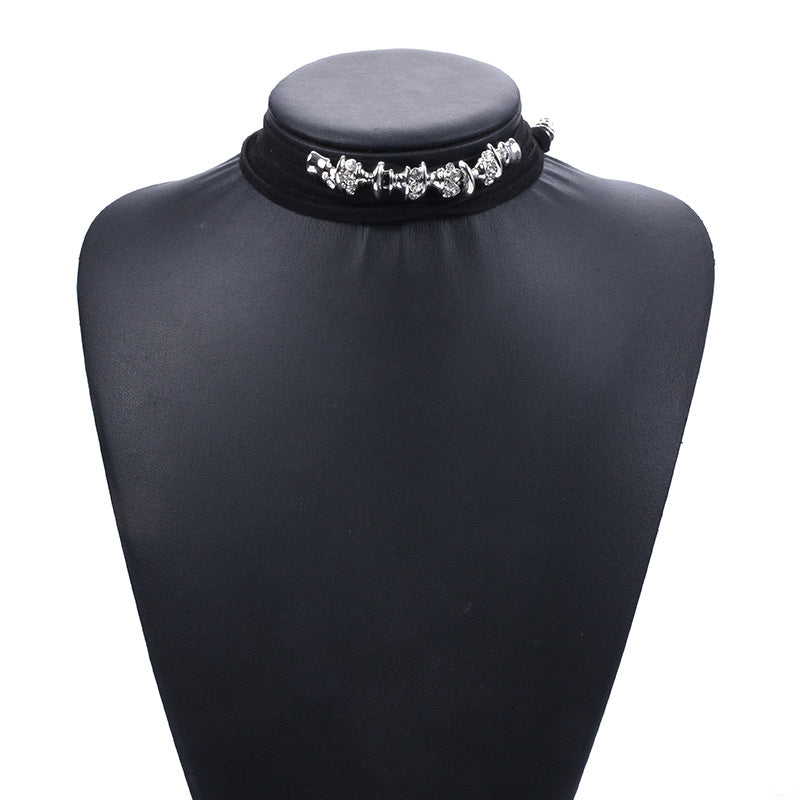 Woman's Metallic Bone Choker Necklace