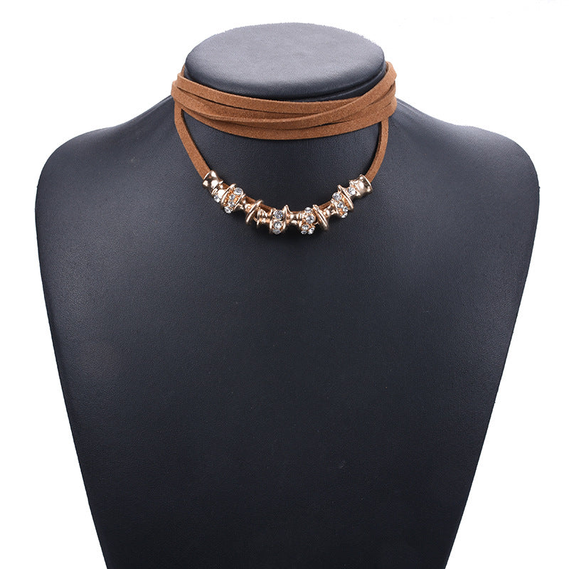 Woman's Metallic Bone Choker Necklace