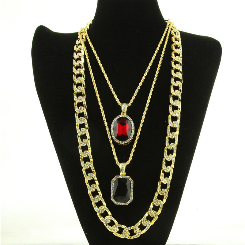 Hip Hop Artist Exaggerated Rapper Necklace Set