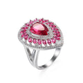 Cushioned Ruby Teardrop Domineering Ring