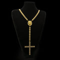 Jesus Medallion & Crux Pendant Embellished Rosary Necklace