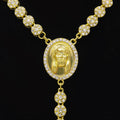 Jesus Medallion & Crux Pendant Embellished Rosary Necklace