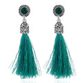 Vintage Bohemian Sea Green Tassel Earrings