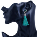 Vintage Bohemian Sea Green Tassel Earrings