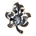 Bejeweled Rhinestone Lotus Leaf Brooch Pin