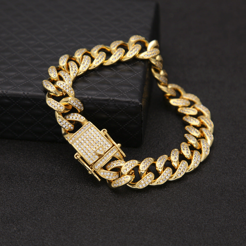 Embellished Thick Cuban Chain Bracelet