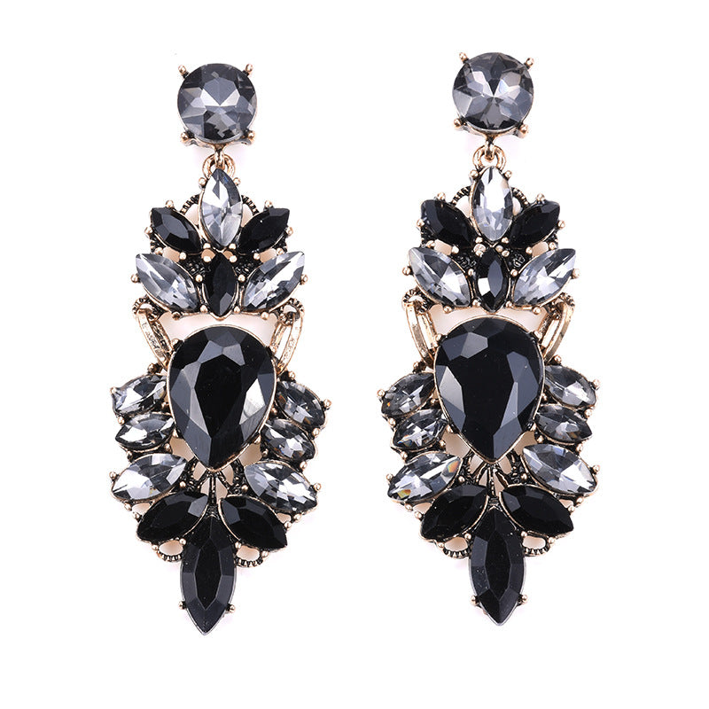 Woman's Exaggerated Rhinestone Pendant Earrings