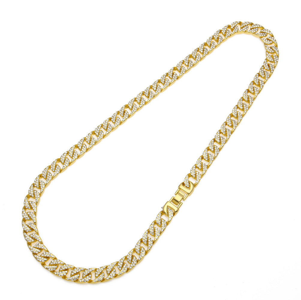 CZ Diamond Embellished Cuban Chain Hip Hop Necklace