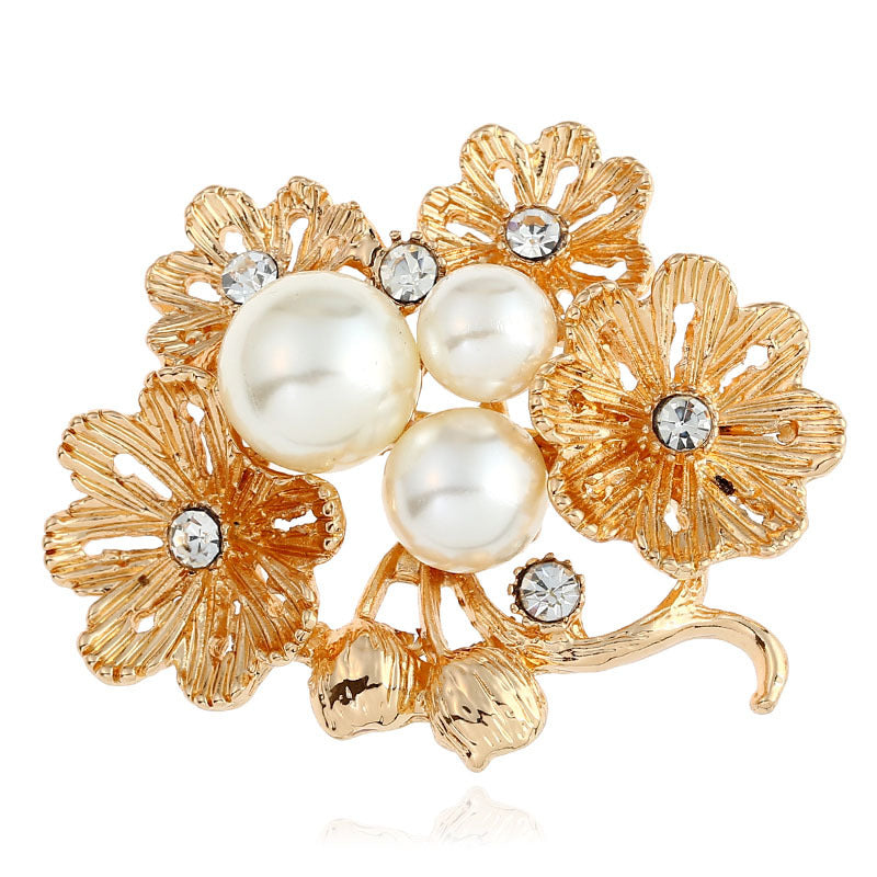 Gold-Tone Budding Flower Brooch