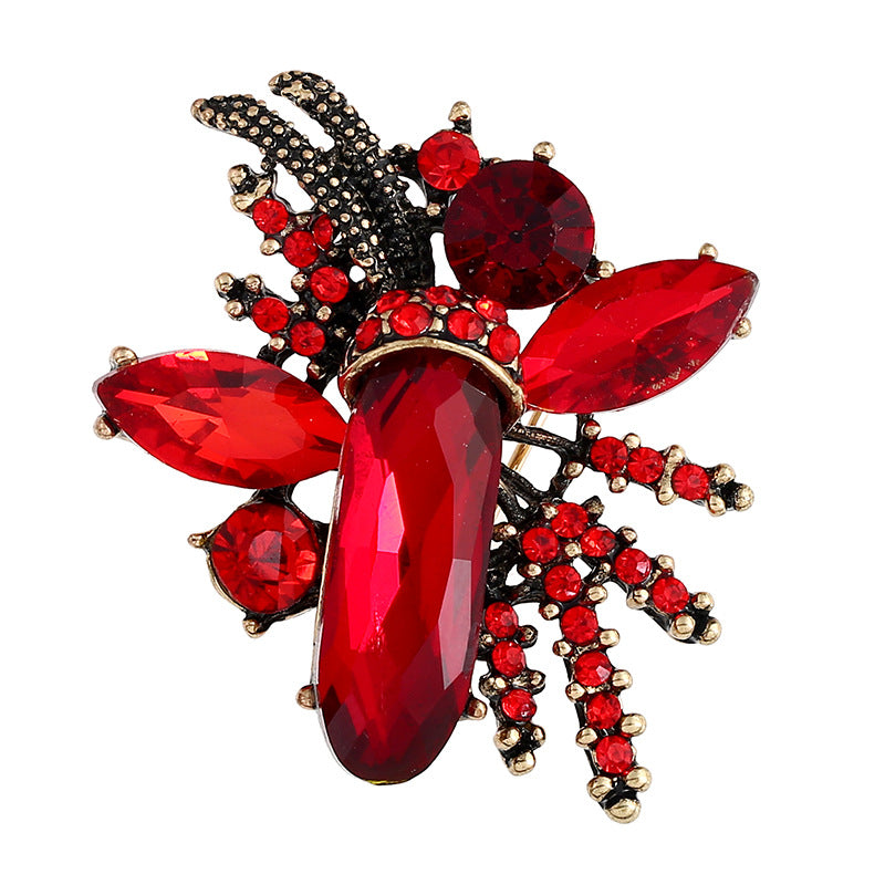 Creative Ruby Red Rhinestone Brooch