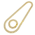 Gold-Toned Hip Hop Cuban Chain Necklace & Bracelet Set