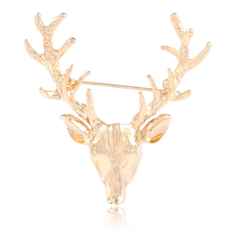 Gold-Tone Stag Brooch Pin