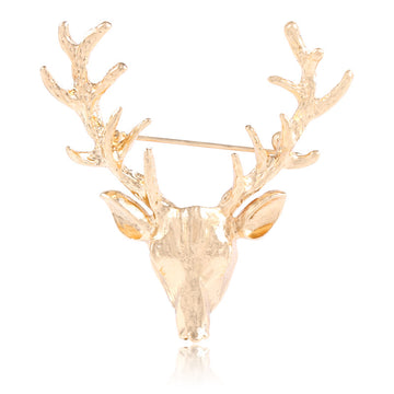 Gold-Tone Stag Brooch Pin