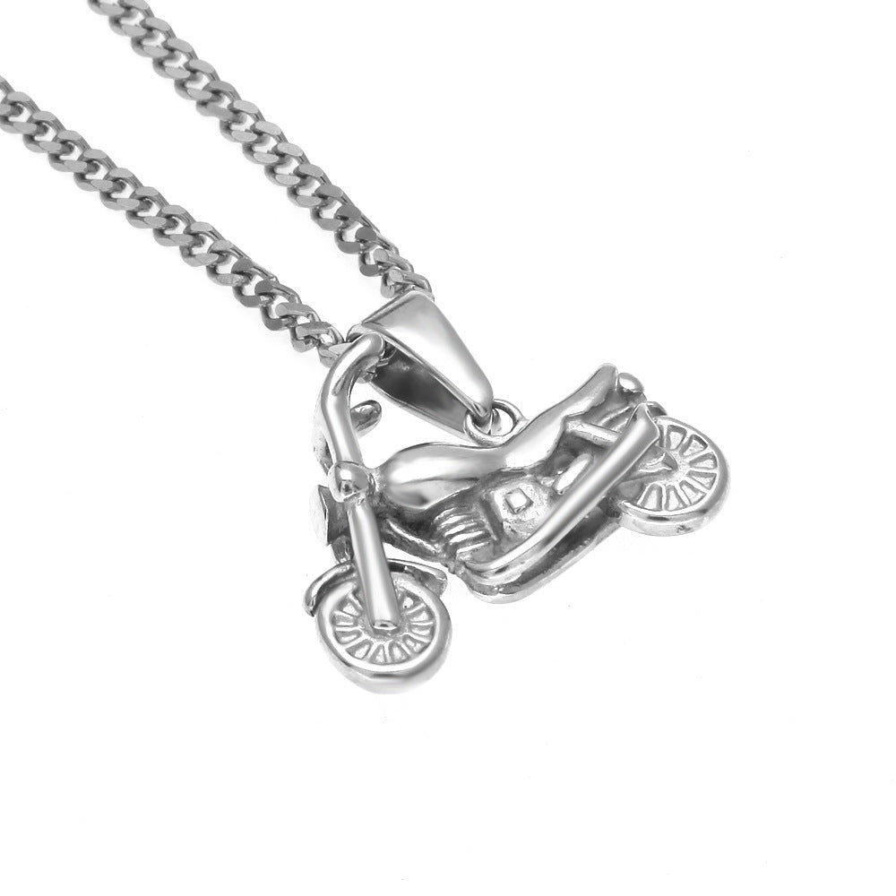 Gold & Silver Toned Motorcycle Pendant Necklace