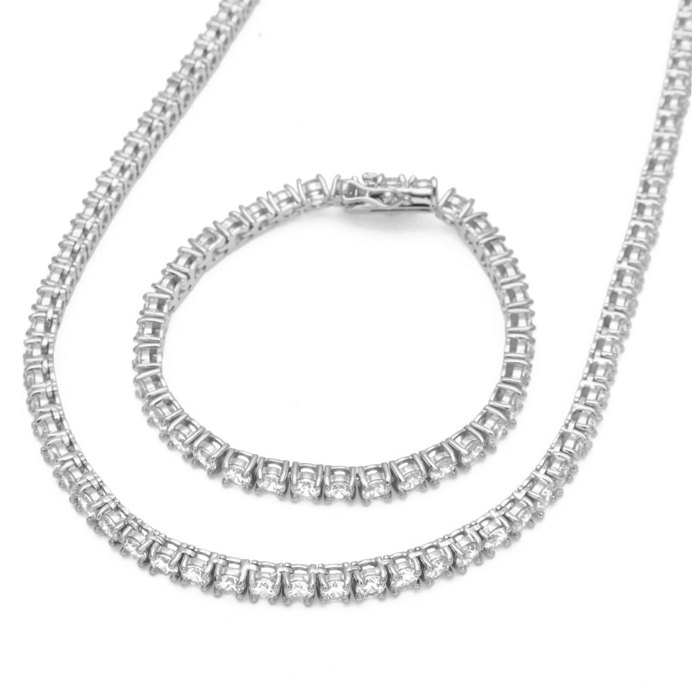 Single Channel CZ Diamond Necklace & Bracelet Set