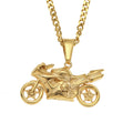 Gold & Silver Toned Motorcycle Pendant Necklace