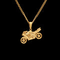 Gold & Silver Toned Motorcycle Pendant Necklace