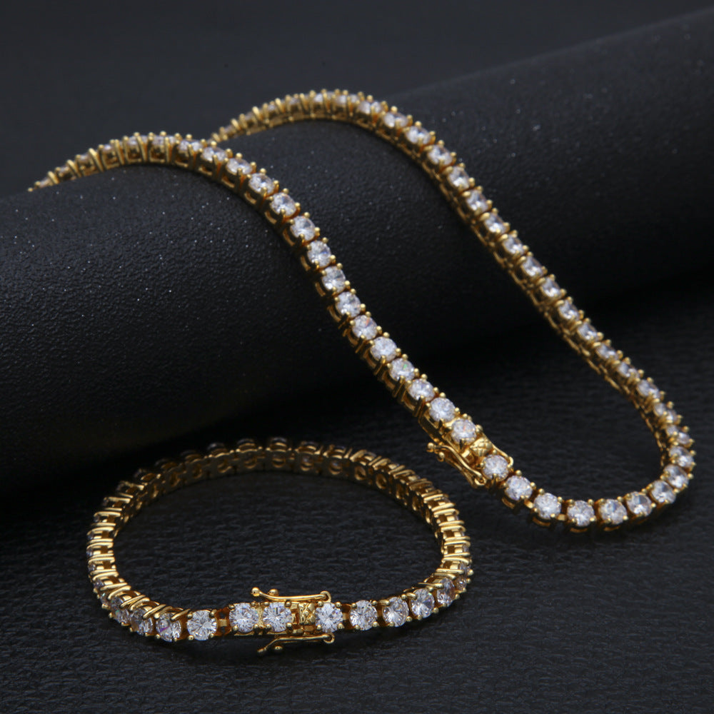 Single Channel CZ Diamond Necklace & Bracelet Set