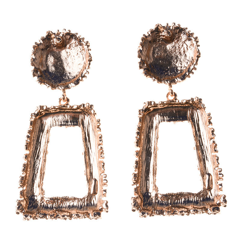 Woman's Metallic Chic Dangles Geometric Trapezoid Earrings