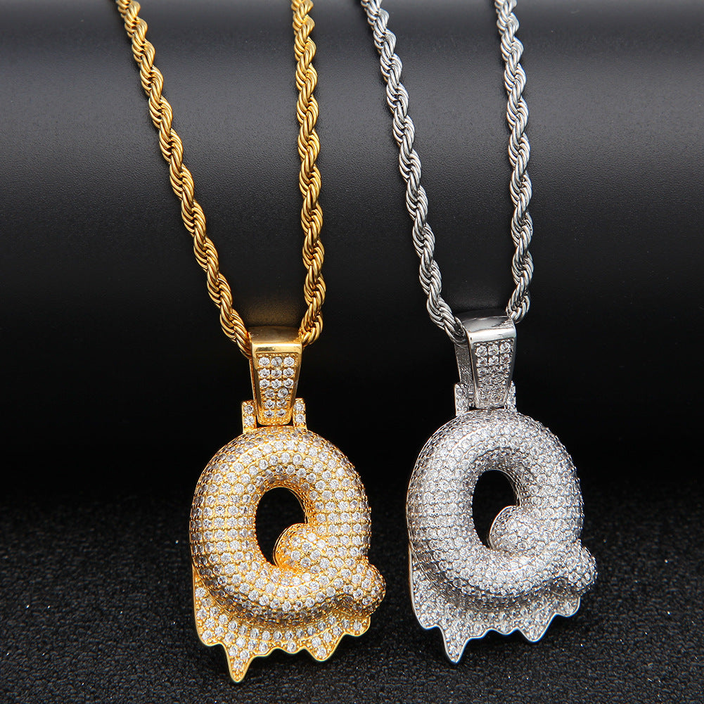 Melting Alphabet Letter Pendant Necklace