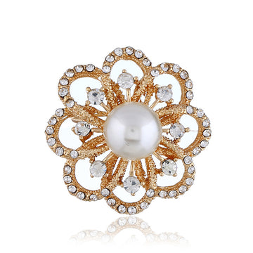 Embellished Mother-of-Pearl Floral Brooch