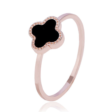 Rose-Gold Tone Four-Leaf Clover Ring