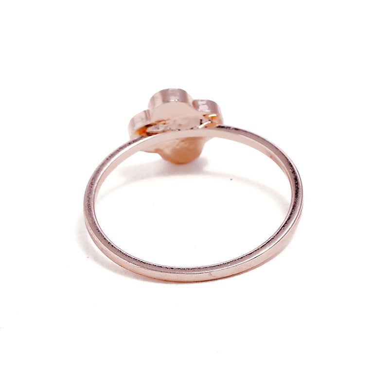 Rose-Gold Tone Four-Leaf Clover Ring