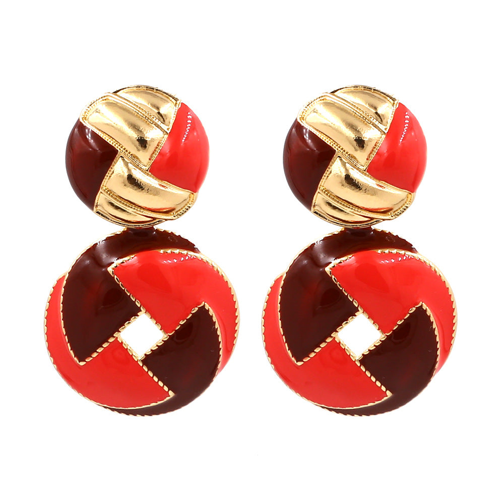 Retro Windmill Weave Button Earrings