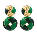 Retro Windmill Weave Button Earrings