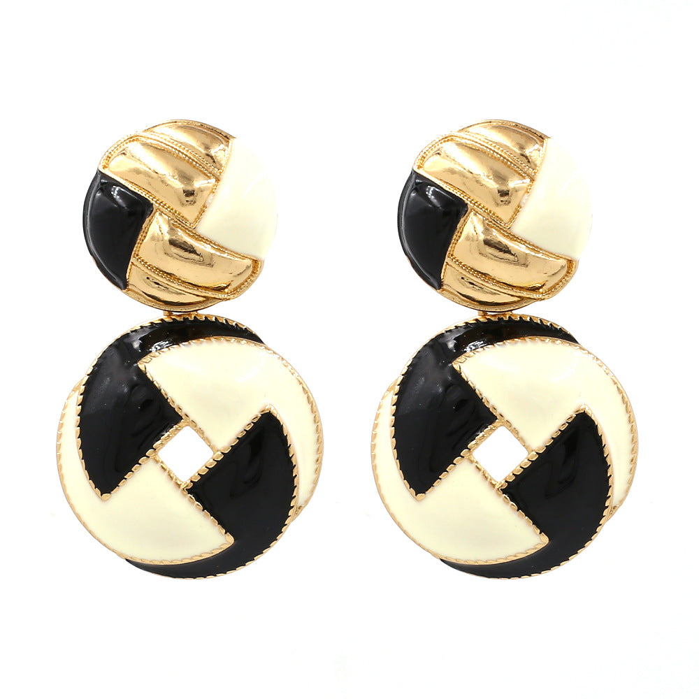 Retro Windmill Weave Button Earrings